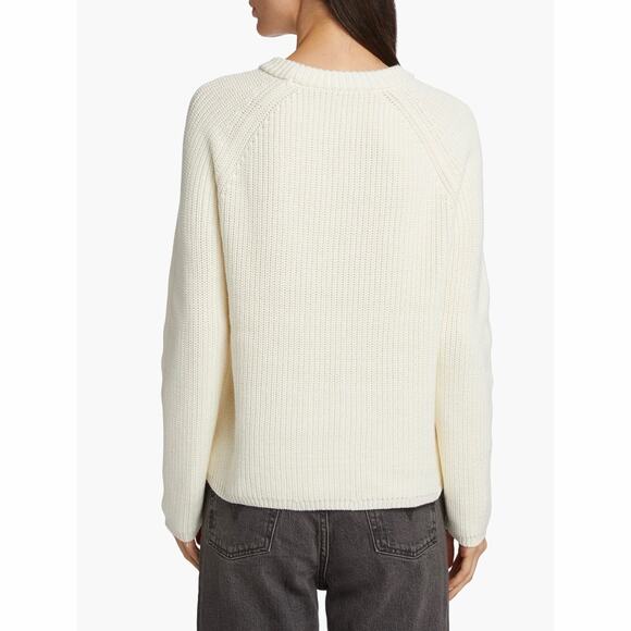 Jenni Kayne Fisherman Cotton Ivory Crewneck Knit Sweater - Picture 3 of 9